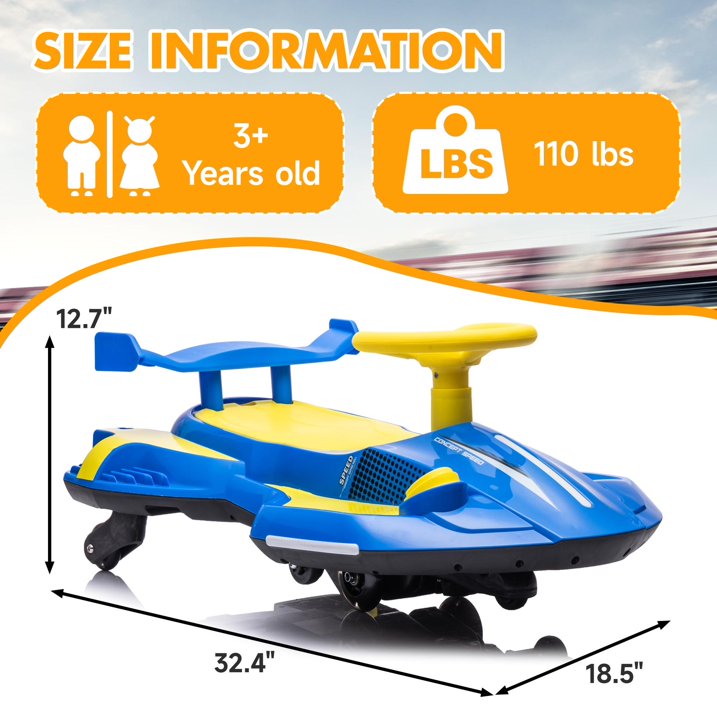 Hugrove Ride on Drift Car, Electric Ride On Toy with Cool Lights, MP3, USB, 12V Electric Drifting Go Kart, 360 Degrees Rotating, Kids' Electric Vehicles for Ages 3+, Blue