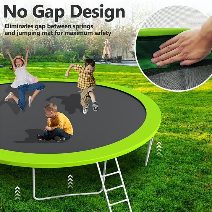 Hugrove Trampoline for Kids and Adults, SEGMART Outdoor Recreational Trampoline with Basketball Hoop,Safety Enclosure Net, Ladder