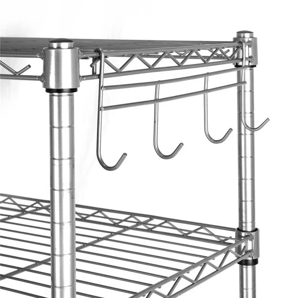 Hugrove Metal Shelves for Kitchen, Heavy Duty 5 Shelf Wire Storage Shelves, Height Adjustable Silver Metal Utility Shelves Storage Rack, Kitchen Shelving Unit for Garage Bedroom, 23.62"x13.77"x59.05", L6499