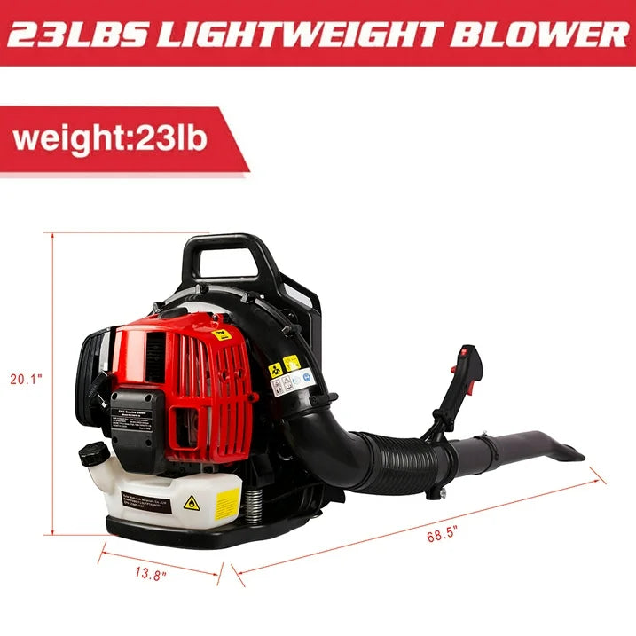 Hugrove Cordless Leaf Blower, Backpack Leaf Blower with Extention Tube, Portable Gas Powered Leaf Blower for Lawn and Garden Care, 52cc 2 Cycle Engine, Air Volume 890m³/h, LLL3712