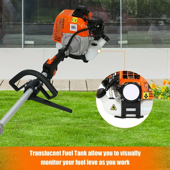 Hugrove 4-in-1 Grass Trimmer Weed Eater Combos, 33CC 2-Cycle Full Crank Shaft Gas Powered Weed Eater with Gas Pole Saw, Hedge Trimmer and Brush Cutter, Grass Trimming Tool for Garden, Lawn Care, D8254